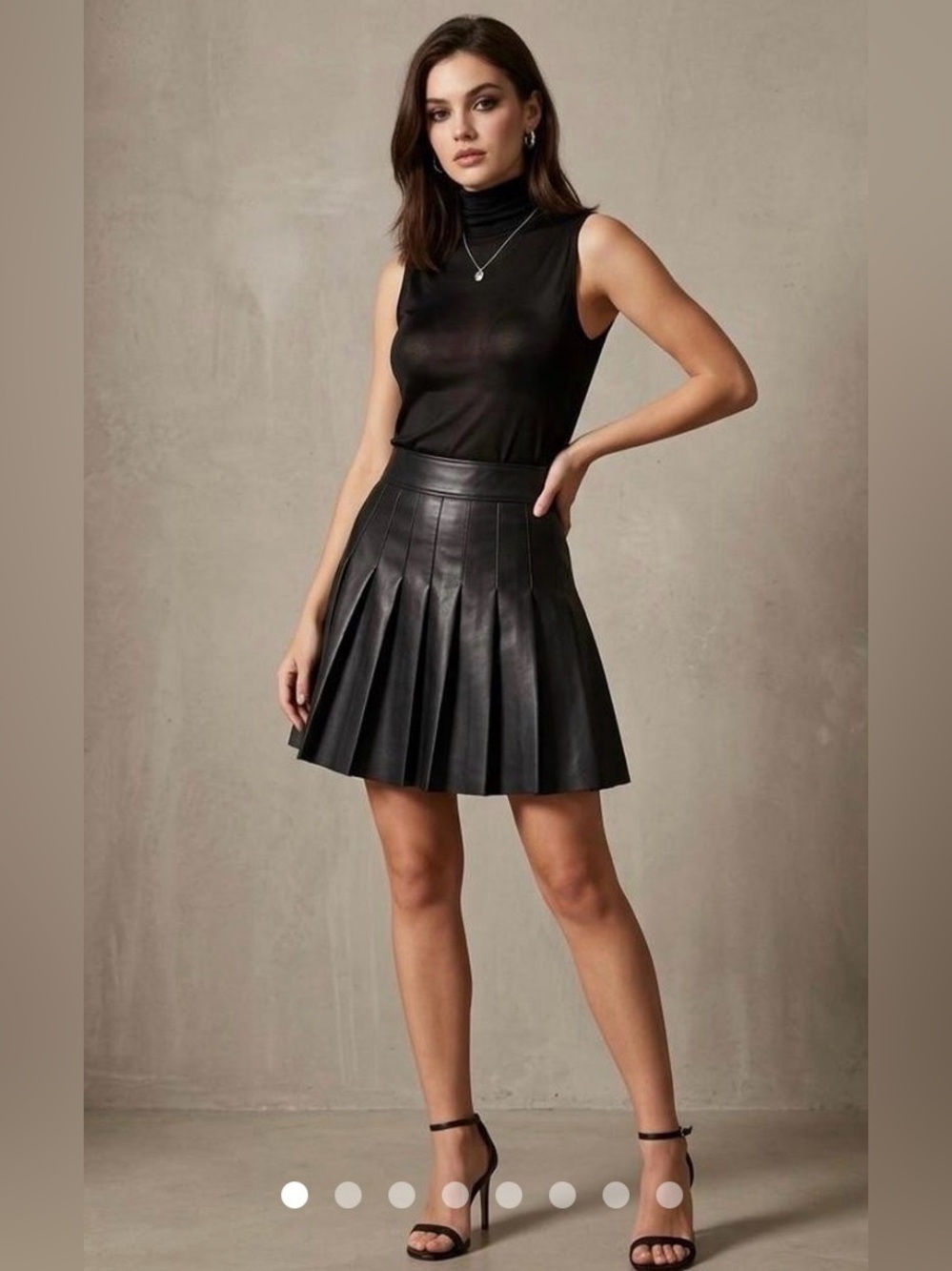 Y2K Hesperus Black Faux Leather Pleated Mini Skirt
